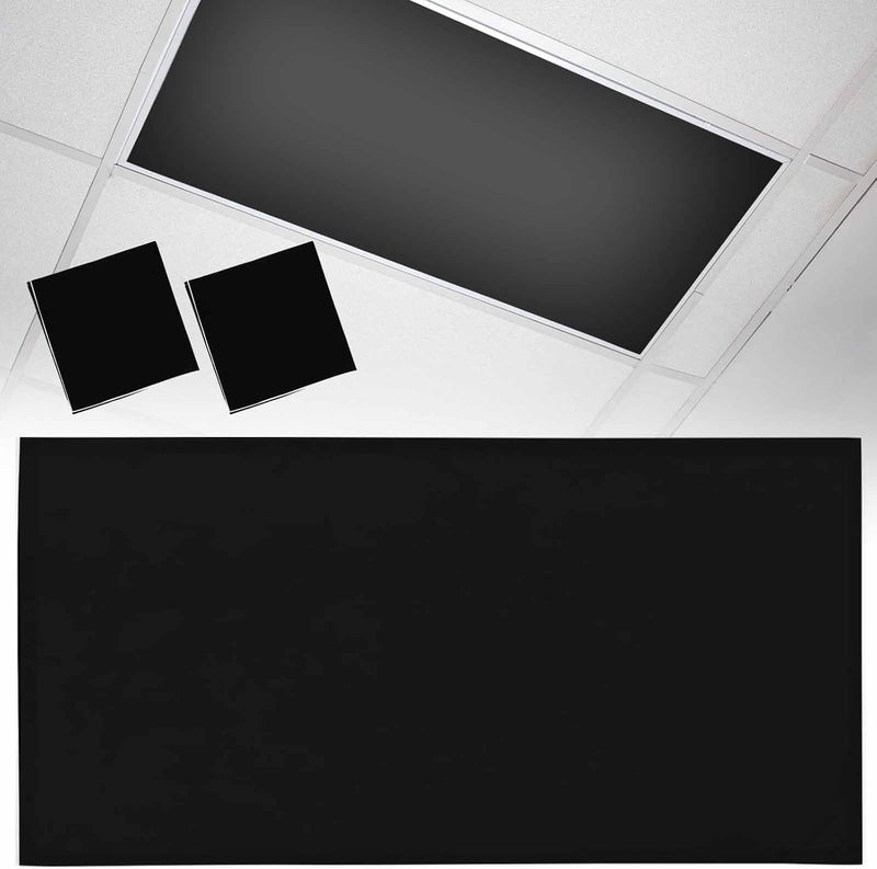 Futuregrace Magnetic Light Cover for Classroom Drop Ceiling,2 Pack 4x2 Ft Fluorescent Light Covers for Office Home Ceiling Light Pure Black Solid Color Lampshade - Image 1
